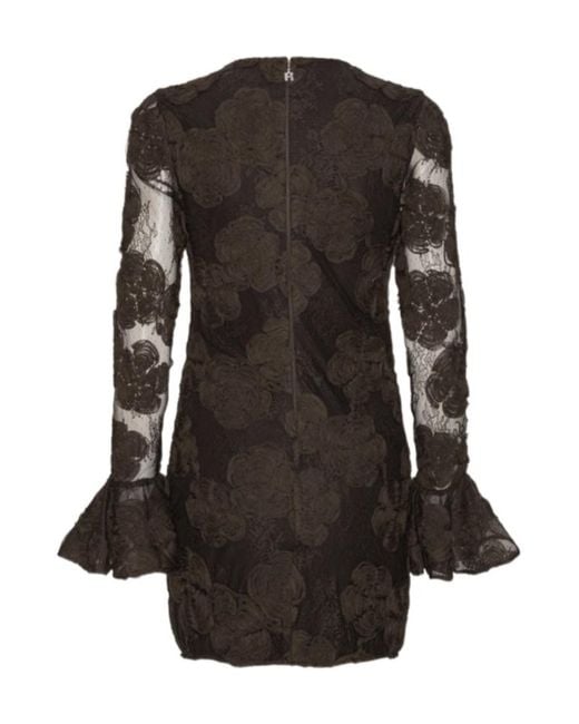ROTATE BIRGER CHRISTENSEN Black Rositana 3D Floral Lace Mini Dress
