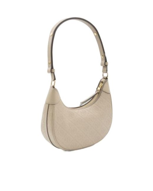 Tory Burch White T Monogram Crescent Bag