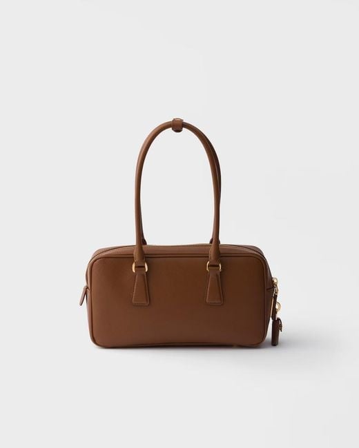 Prada Brown Small Saffiano Leather Top-Handle Bag