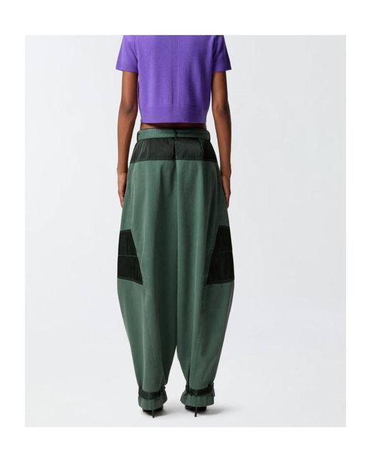 Pinko Green Panelled Belted Trousers