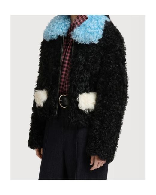 Marni Black Shearling Colour-Block Jacket