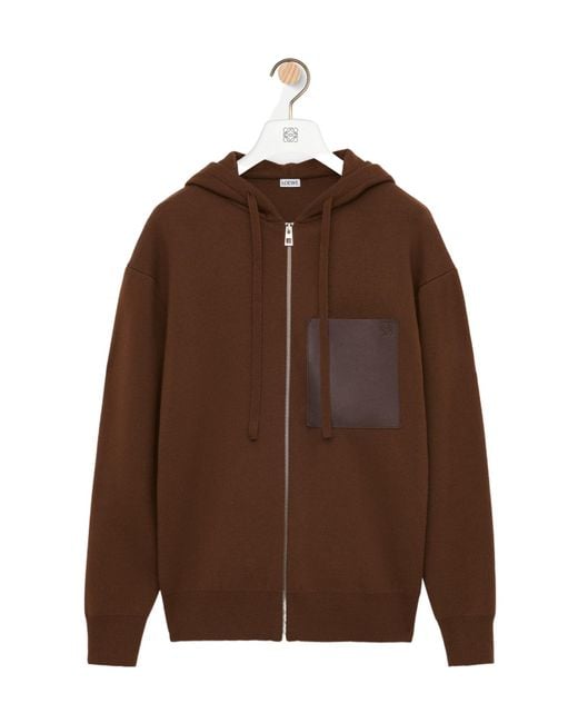 Loewe Brown Zip-Up Hoodie for men