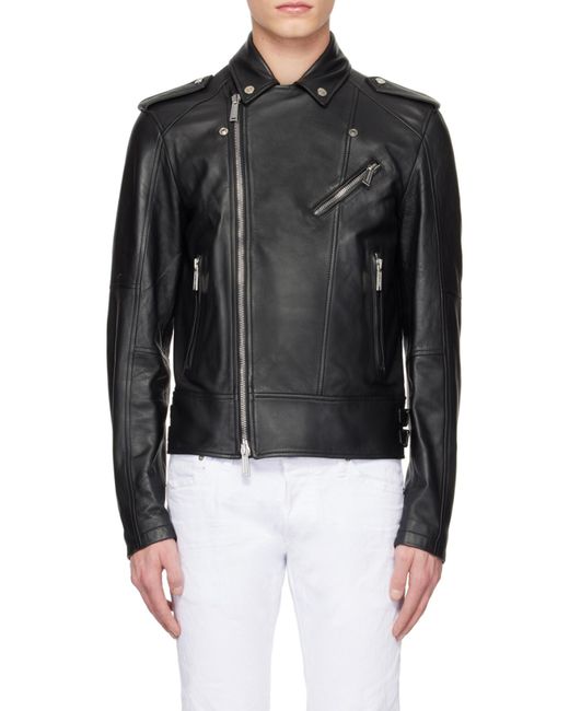 DSquared² Black Zipped Biker Jacket for men