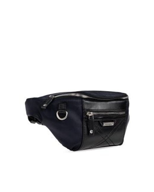 Iceberg Blue Quilted Zip Belt Messenger Bag for men