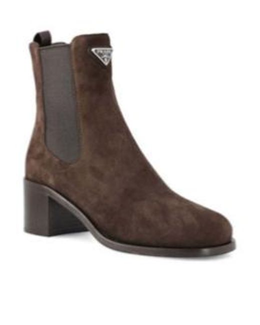 Prada Brown Round-Head Short Boots