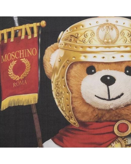 Moschino Black Teddy Bear Printed Scarf