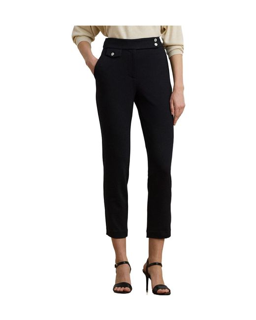 Ralph Lauren Black Solid Color Straight Leg Trouser