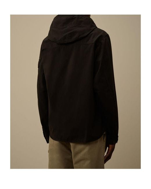 C P Company Black Flap-Pocket Hooded Jacket for men