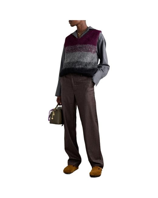 The Elder Statesman Brown Striped Straight-Leg Pants