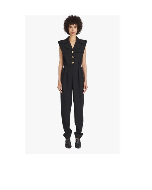 Balmain Black Wool Jumpsuit
