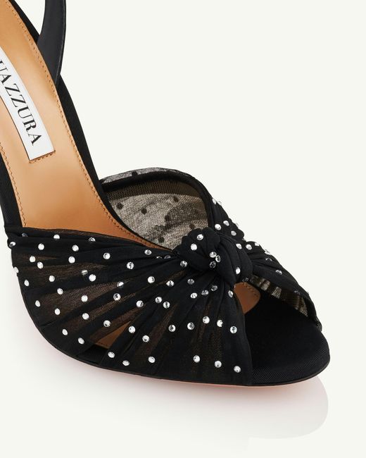 Aquazzura Black Slow Kisses Ankle Strap Sandals