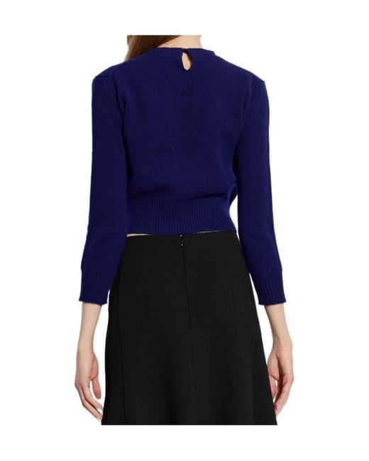Jil Sander Blue Cropped Knitted Sweater