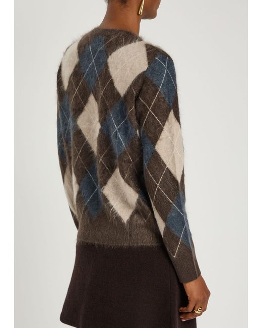 Lisa Yang Black Argyle Brushed Cashmere Jumper