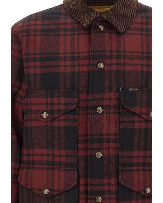 Filson Red Spokane Insulated Checked Jacket for men