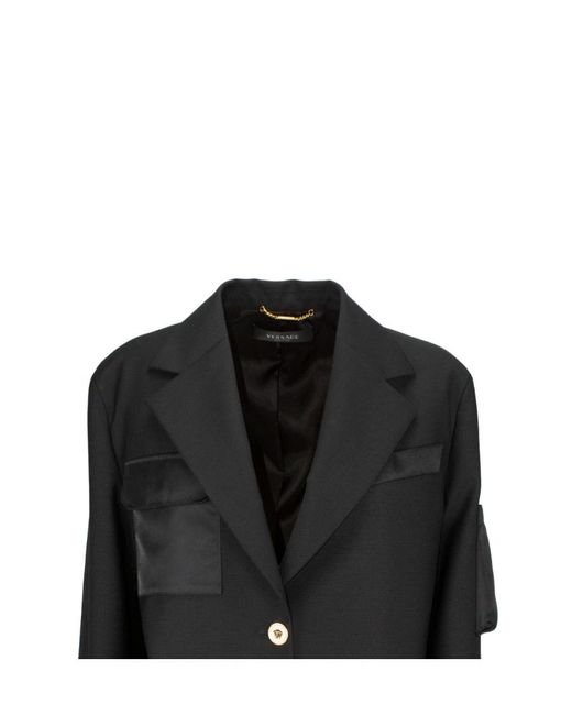 Versace Black Long-Sleeve Belted Jacket