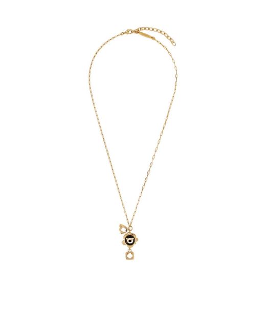 Ferragamo White Ferragamo Gancini Charm Embellished Necklace