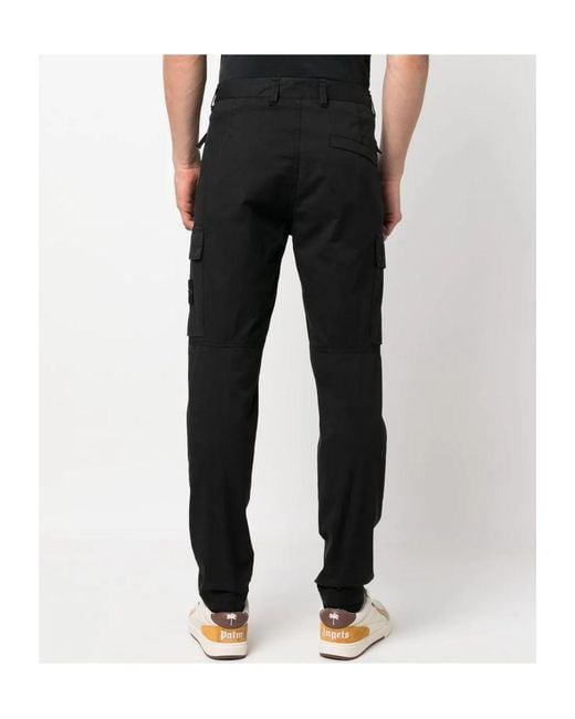 Stone Island Black Logo-Patch Cargo Pants for men
