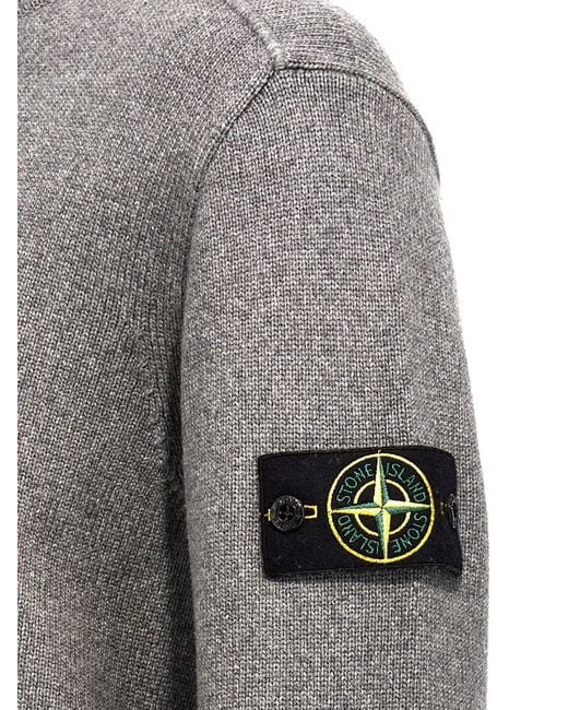Stone Island Gray Compass Patch Turtleneck Jumper for men