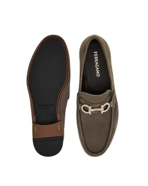 Ferragamo Brown Gancini Ornament Moccasin for men