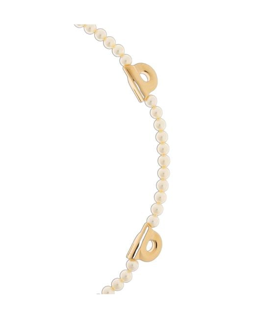 Ferragamo Metallic Crystal Pearl Necklace