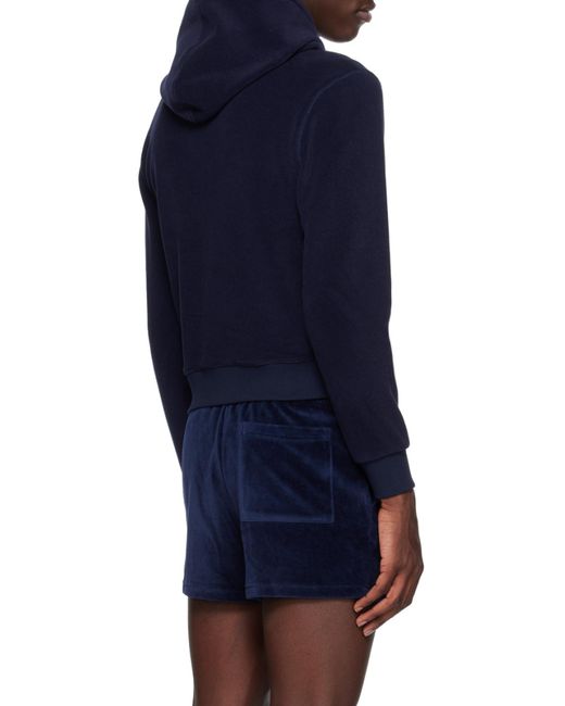 Sporty & Rich Blue Logo Embroidered Jersey Fleece Sweatshirt