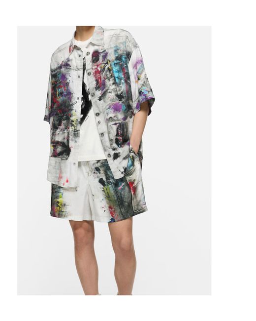 Acne White Printed Button-Down Shirt for men