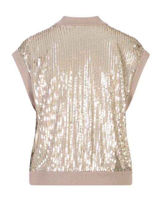 Peserico White Sequin Embellished Zip-Up Jacket
