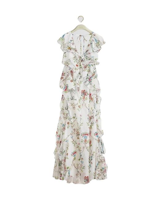 Dior White Iviera Long Ruffled Dress