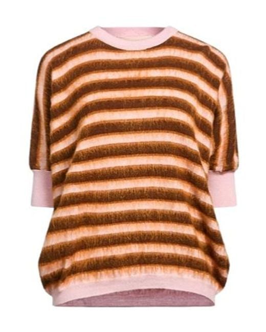 Marni Brown Woolen Knitted Short-Sleeved Shirt