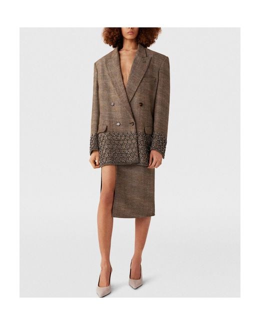 Stella McCartney Gray Side-Slit Tweed Skirt