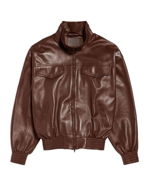 Balenciaga Brown High Collar Bomber for men