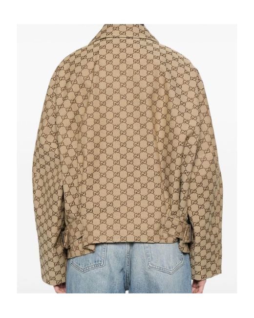 Gucci Natural Gg Monogram Bomber Jacket