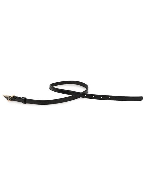 Prada White Logo Plaque Belt
