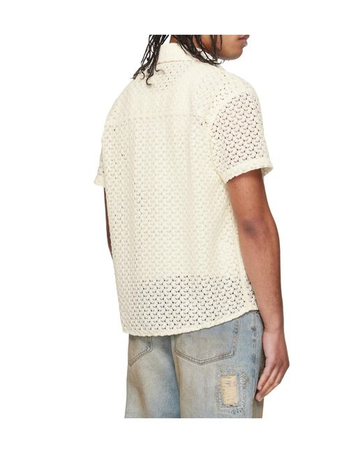 ANDERSSON BELL White Lace Short-Sleeve Shirt for men
