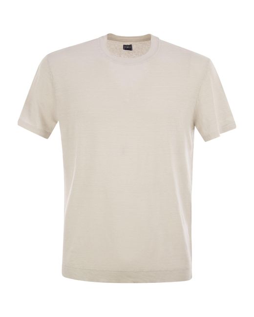 Fedeli White Stretch Linen Short-Sleeve T-Shirt for men