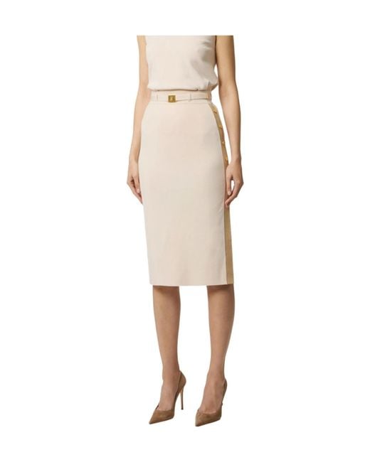 Elisabetta Franchi White Belted Midi Skirt
