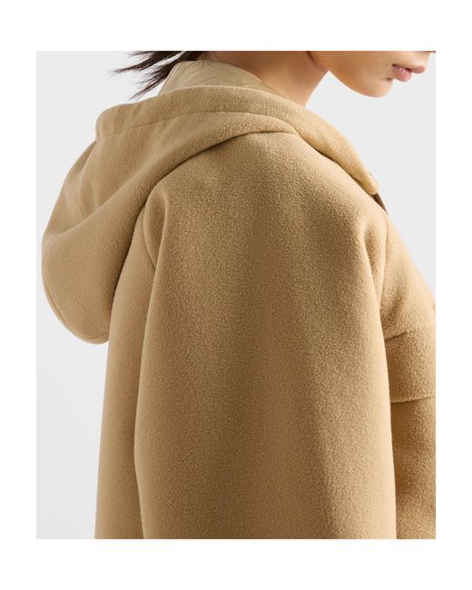 Prada Natural Zip-Up Fleece Hoodie