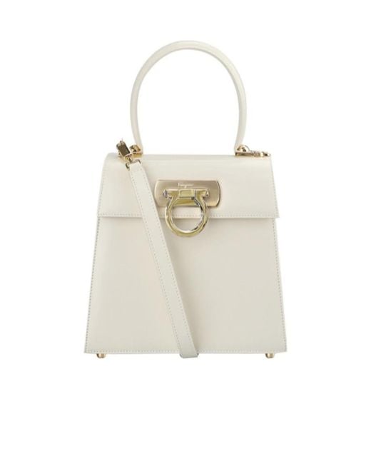Ferragamo White Logo Handbag