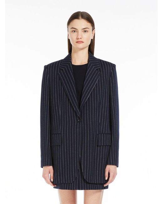 Max Mara Blue Striped Single-Breasted Jaclet
