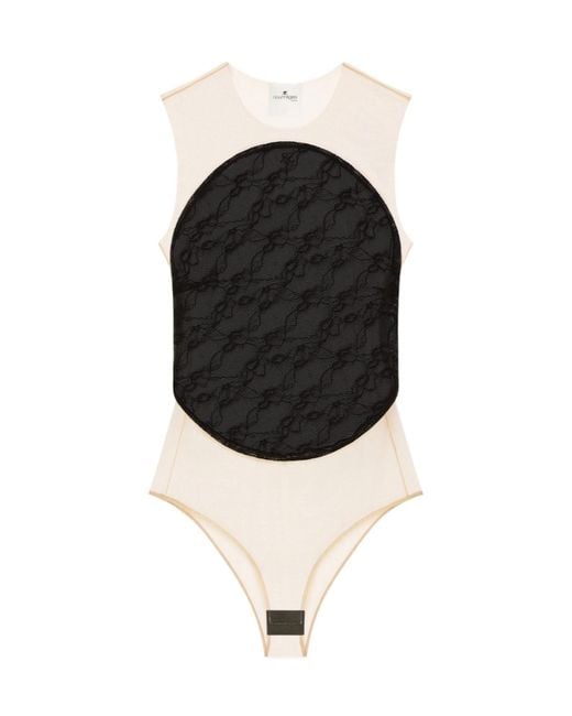 Courreges Black Mesh-Panel Bodysuit