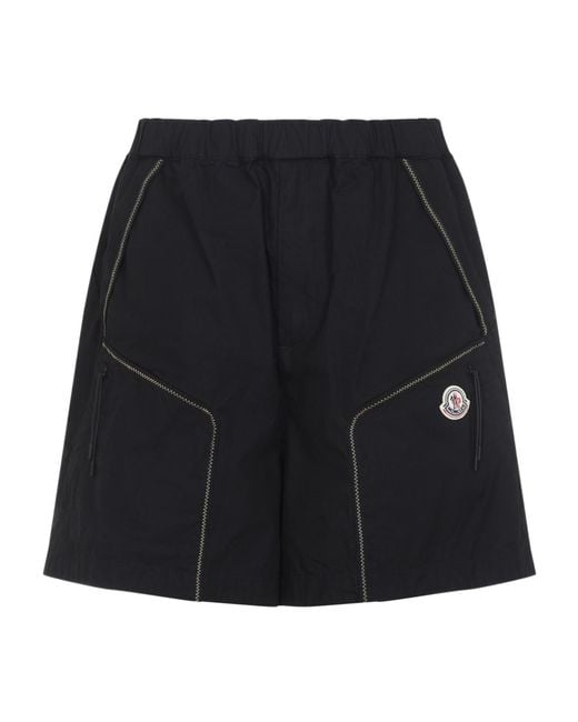 Moncler Black Contrast Stitch Shorts for men