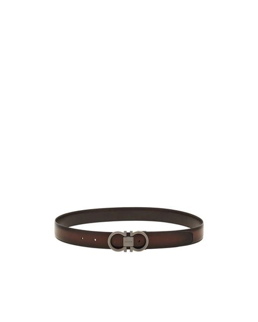 Ferragamo White Reversible And Adjustable Gancini Belt for men