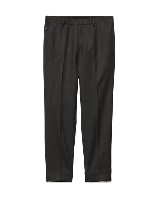 Prada Gray Pleated Tailored Trousers for men