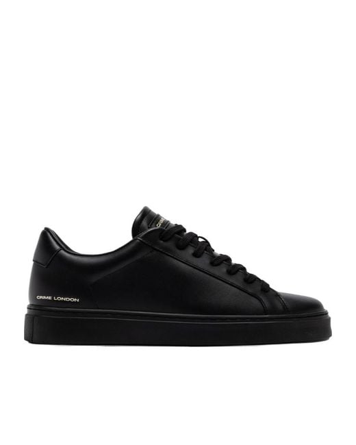 Crime London Black Lace-Up Low-Top Casual Shoes for men