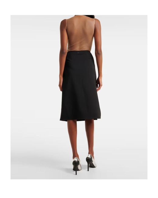 Courreges Black Wool-Blend Midi Skirt