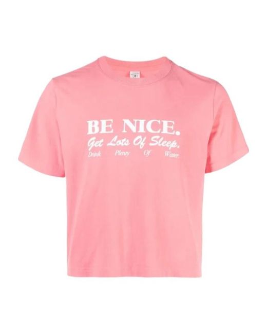 Sporty & Rich Pink Printed Short Sleeve T-Shirt for men