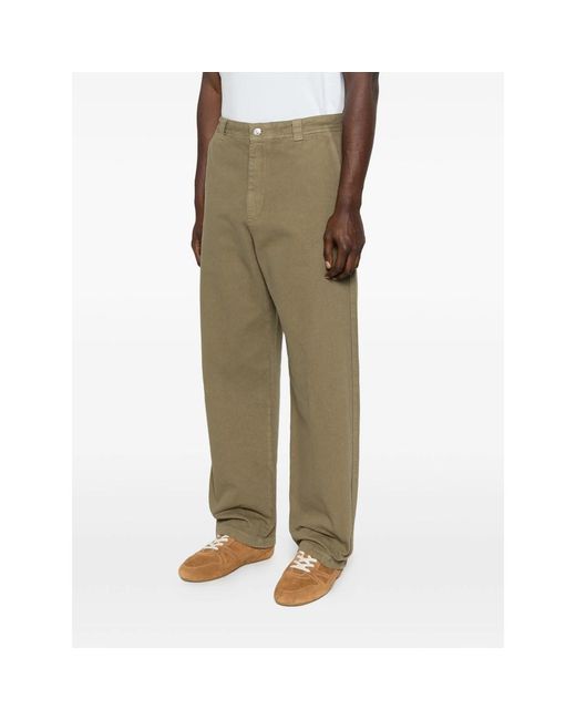 A.P.C. Green Buttoned Straight Trousers for men