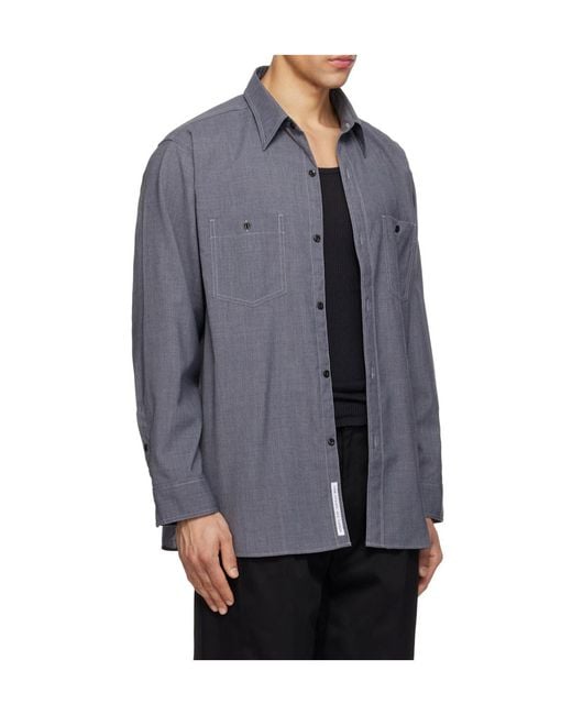 Nanamica Gray Wool Blend Poplin Shirt for men