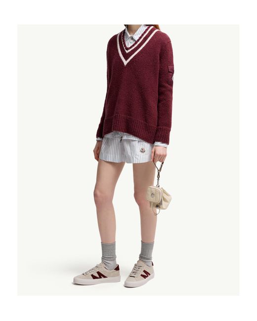Moncler Red V-Neck Knitted Jumper