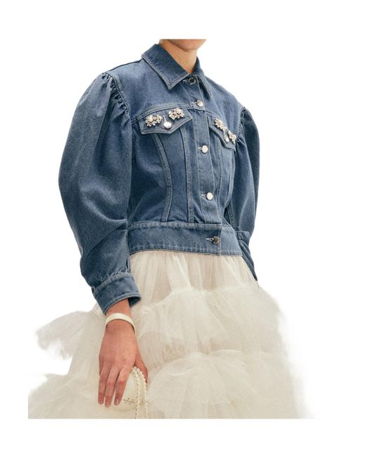 Simone Rocha Blue Puff-Sleeve Denim Jacket